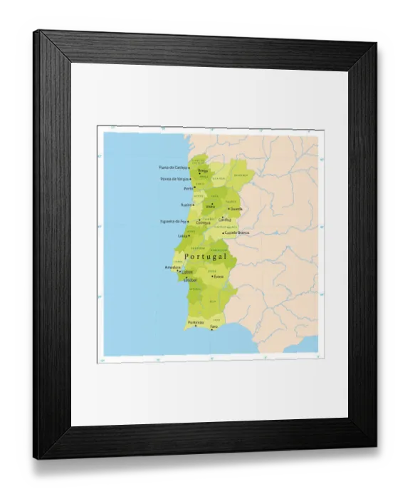 Framed Print : Portugal Vector Map Framed Print : Portugal Vector Map