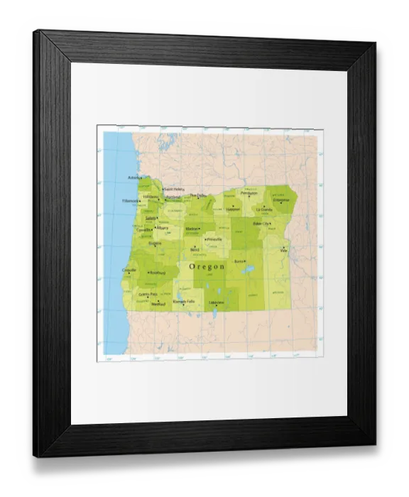 Framed Print : Oregon Vector Map Framed Print : Oregon Vector Map