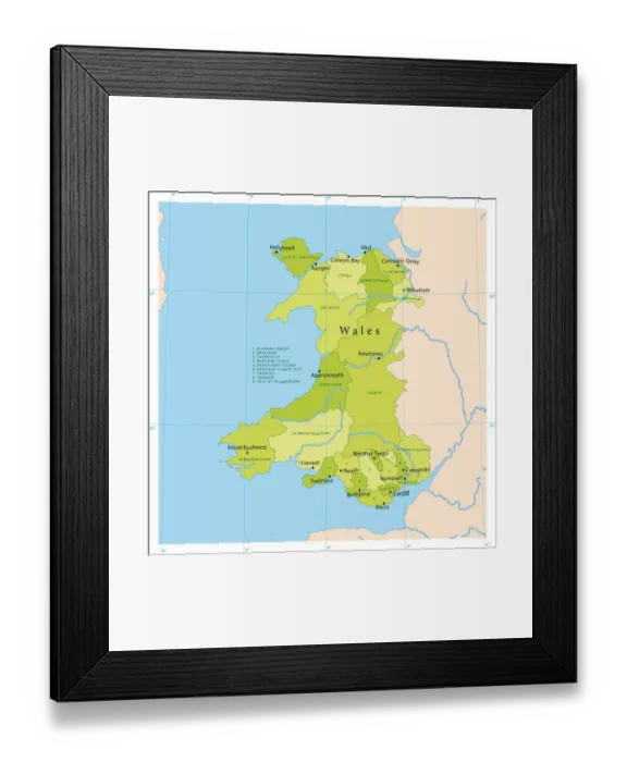 Framed Print : Wales Vector Map Framed Print : Wales Vector Map