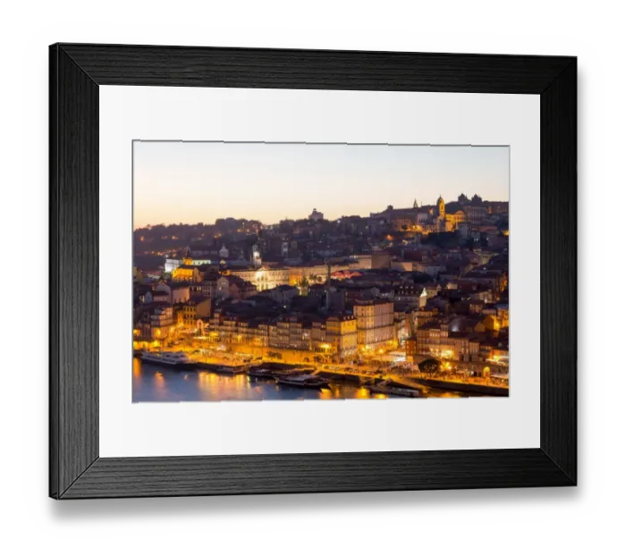 Framed Print : The Ribera riverside area of Porto at night Framed Print : The Ribera riverside area of Porto at night