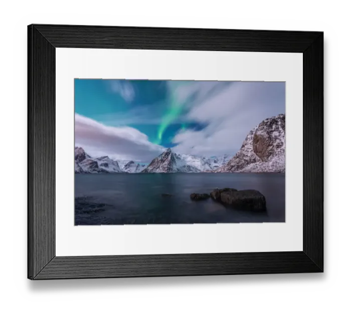 Framed Print : Aurora Borealis over Norwegian Fjord Framed Print : Aurora Borealis over Norwegian Fjord