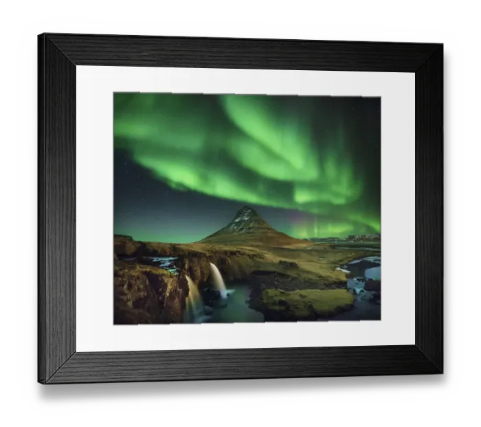 Framed Print : The Symphony of Light at Kirkjufell Mountain Framed Print : The Symphony of Light at Kirkjufell Mountain