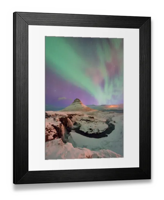 Framed Print : Colorful Aurora over Kirkjufell, Iceland Framed Print : Colorful Aurora over Kirkjufell, Iceland