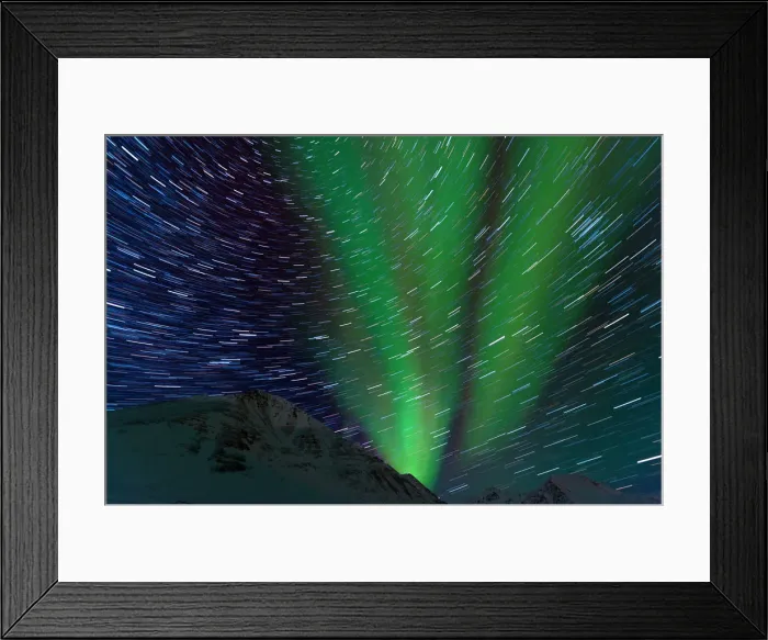 Framed Print : Aurora and star trail