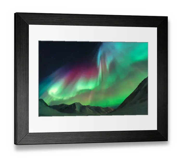 Framed Print : Northern Lights above Alaskan Mountain Framed Print : Northern Lights above Alaskan Mountain