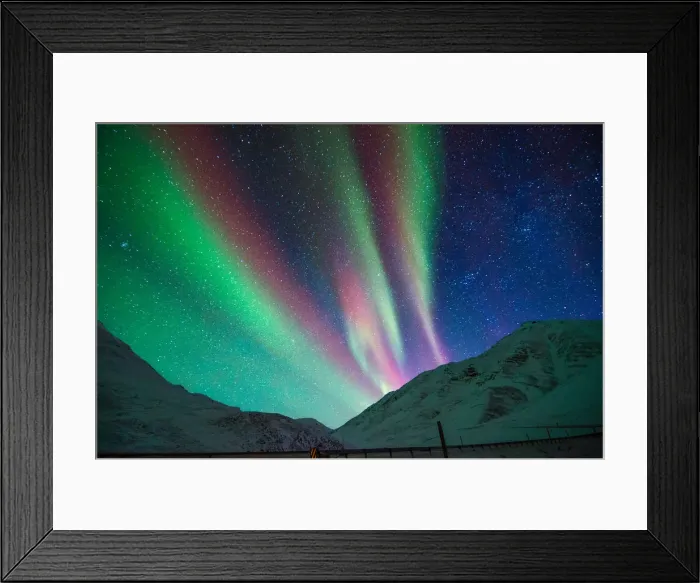 Framed Print : Aurora above Alaskan Mountains
