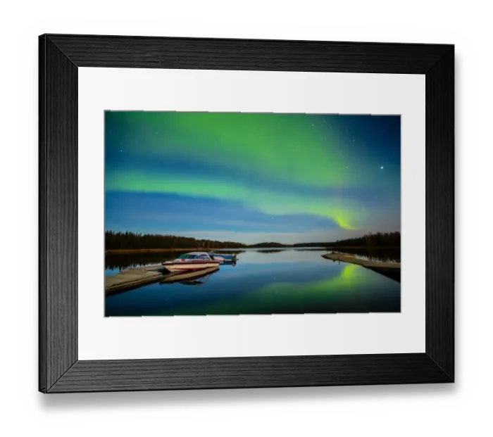 Framed Print : Northern lights reflection acros a lake Framed Print : Northern lights reflection acros a lake