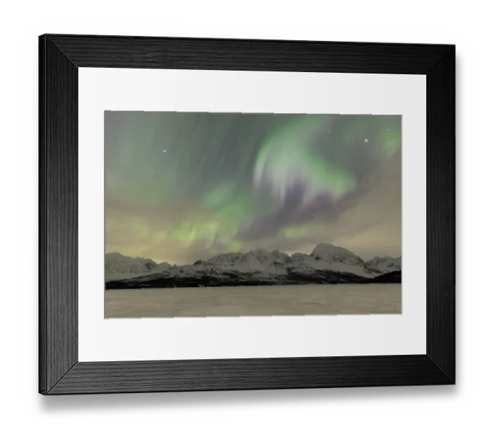 Framed Print : Aurora Borealis on Jaegervatnet, Lyngen Alps, Norway Framed Print : Aurora Borealis on Jaegervatnet, Lyngen Alps, Norway