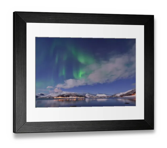 Framed Print : Aurora Borealis under Full Moon in Senja, Norway Framed Print : Aurora Borealis under Full Moon in Senja, Norway
