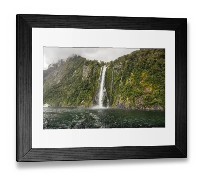 Framed Print : The spectacular landscape of Stirling Falls in Milford Sound, New Zealand Framed Print : The spectacular landscape of Stirling Falls in Milford Sound, New Zealand