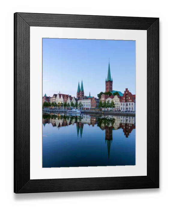 Framed Print : Trave river and the historic centre of LAOEbeck, Germany Framed Print : Trave river and the historic centre of LAOEbeck, Germany