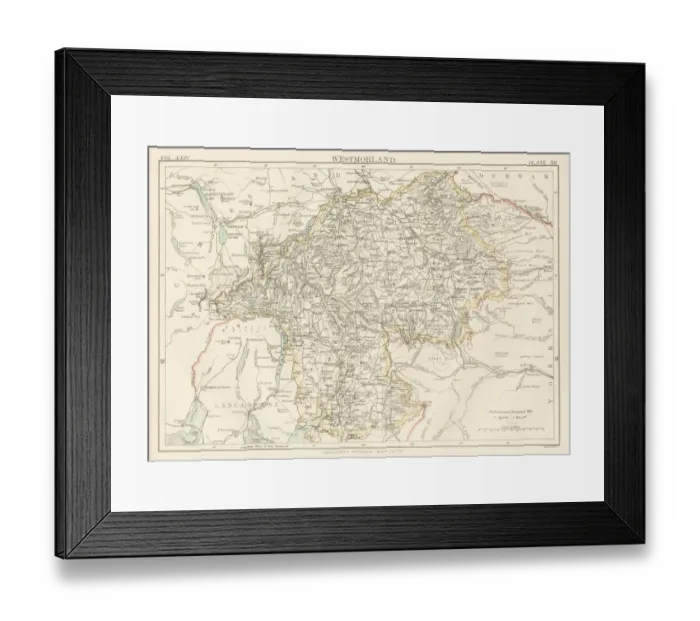 Framed Print : Westmorland map 1885 Framed Print : Westmorland map 1885