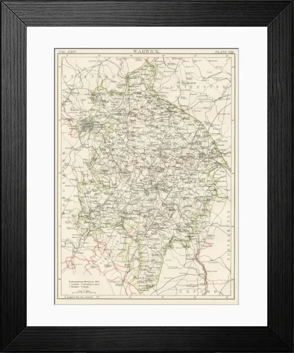 Framed Print : Warwick map 1885 Framed Print : Warwick map 1885