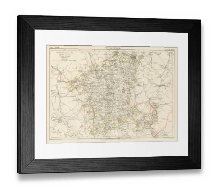 Framed Print : Worcester map 1885 Framed Print : Worcester map 1885