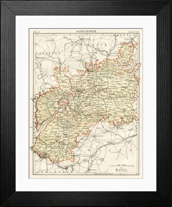 Framed Print : Gloucester map 1884