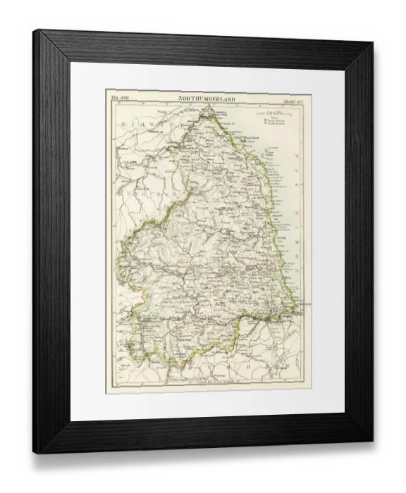 Framed Print : Norththumberland map 1884 Framed Print : Norththumberland map 1884