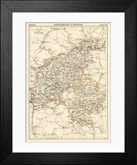 Framed Print : Northampton map 1884 Framed Print : Northampton map 1884