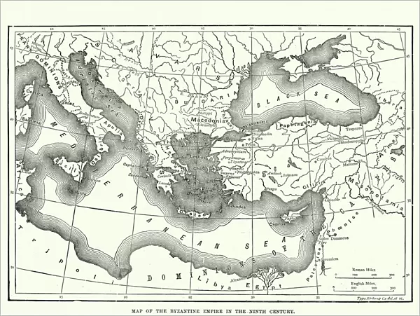 Map of the Byzantine Empire in the 9th Century