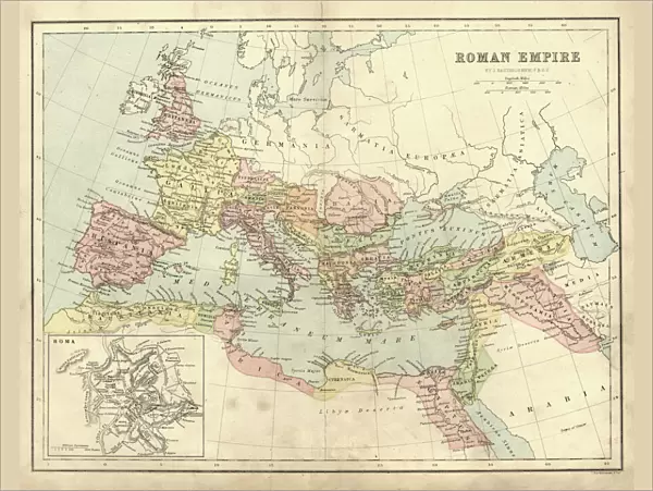 Antique map of the Roman Empire