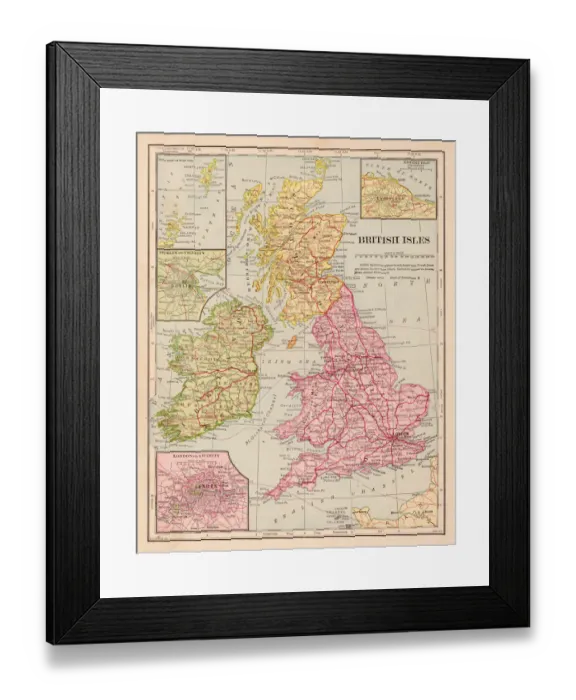 Framed Print : British isles map 1898