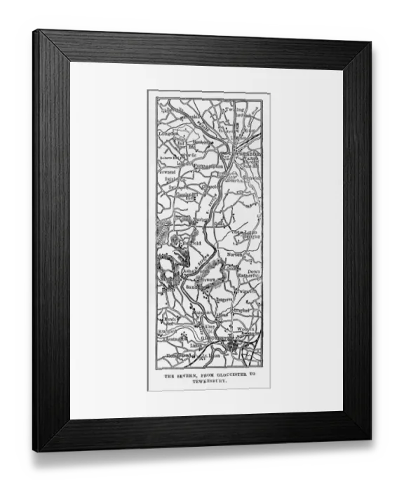 Framed Print : Map of The Severn from Gloucester to Tewkesbury, Cambridgeshire, England Victorian Engraving, 1840 Framed Print : Map of The Severn from Gloucester to Tewkesbury, Cambridgeshire, England Victorian Engraving, 1840