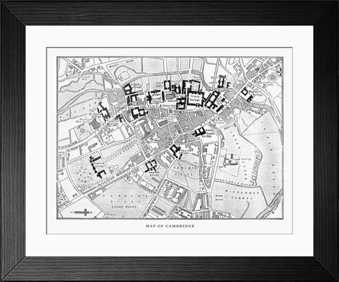 Framed Print : Map of Cambridge, Cambridgeshire, England Victorian Engraving, 1840 Framed Print : Map of Cambridge, Cambridgeshire, England Victorian Engraving, 1840