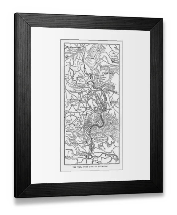 Framed Print : Map of The Wye from Ross to Monmouth, Herefordshire, England Victorian Engraving, 1840 Framed Print : Map of The Wye from Ross to Monmouth, Herefordshire, England Victorian Engraving, 1840