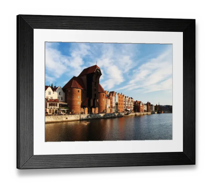 Framed Print : Gdansk skyline at Motlawa River waterfront, Poland