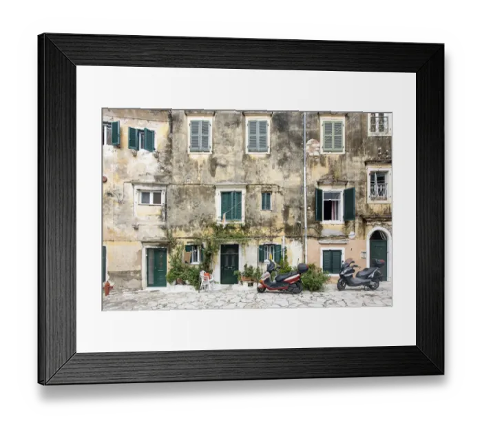 Framed Print : Old facades in Corfu Town, Corfu Island, Greece Framed Print : Old facades in Corfu Town, Corfu Island, Greece