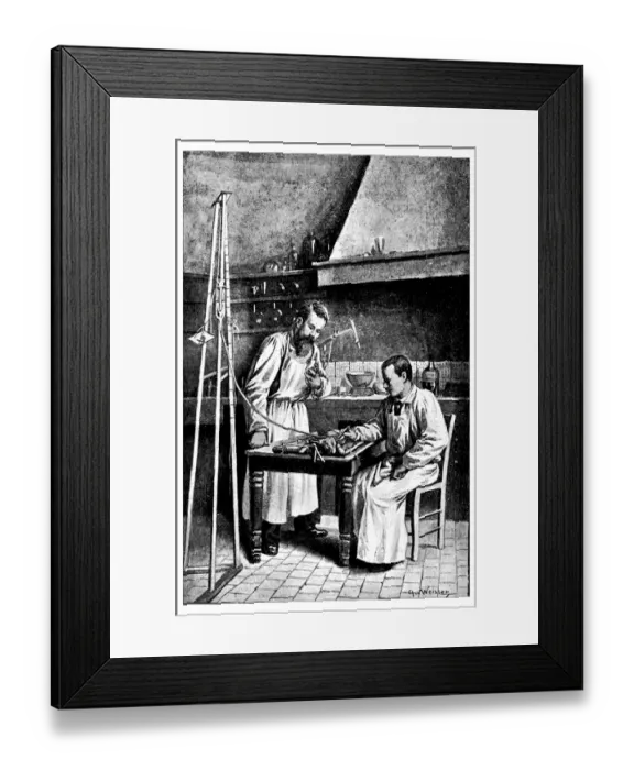 Framed Print : Antique illustration of veterinary surgery experiment on rabbit Framed Print : Antique illustration of veterinary surgery experiment on rabbit
