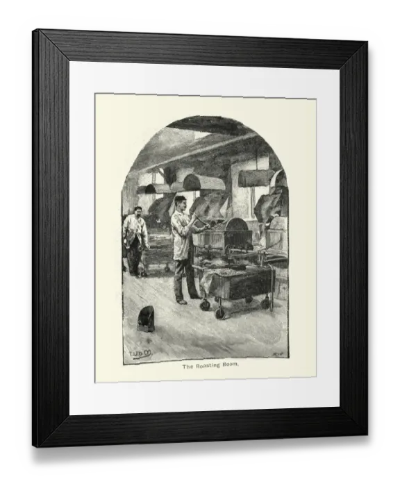 Framed Print : Cocoa Roasting Room at Frys Chocolate factory, 1894 Framed Print : Cocoa Roasting Room at Frys Chocolate factory, 1894