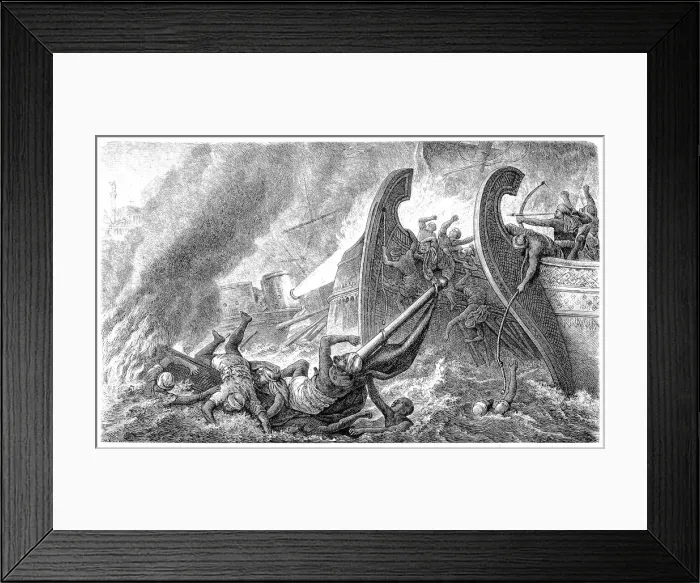 Framed Print : Greek fire against the Arabs in Constantinople, 7th cebntury Framed Print : Greek fire against the Arabs in Constantinople, 7th cebntury