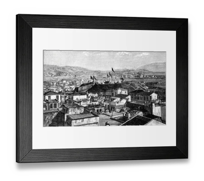 Framed Print : Flags of the great powers on the houses of Chania Framed Print : Flags of the great powers on the houses of Chania