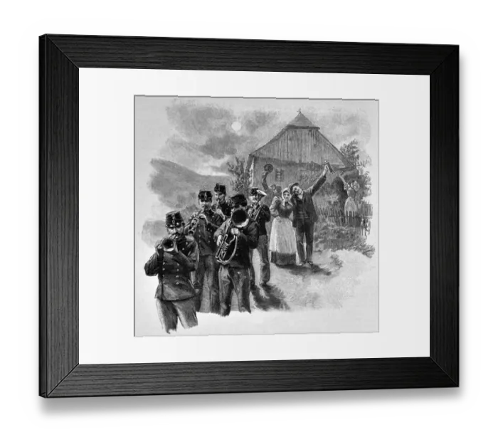 Framed Print : Military orchestra plays on a village festival - 1896 Framed Print : Military orchestra plays on a village festival - 1896