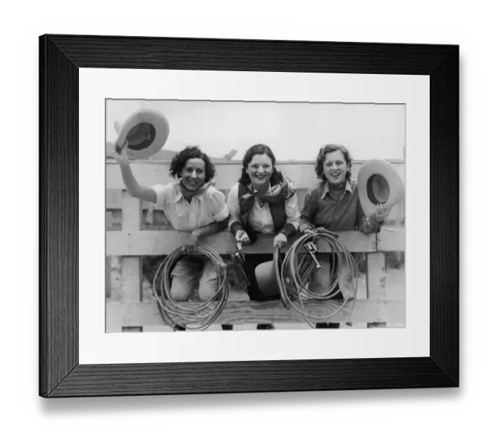 Framed Print : Three Cowgirls On A Fence Framed Print : Three Cowgirls On A Fence