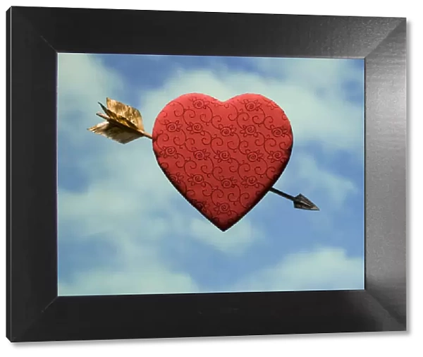 Arrow, blue sky, Clouds, Color Image, Cupid, Heart, Love, No people, Photography
