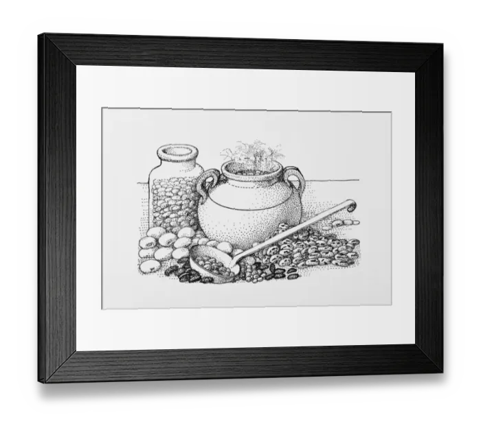Framed Print : Abundance, Black and White Illustration, Black Eyed Pea, Broad Bean, Chickpea, Choice Framed Print : Abundance, Black and White Illustration, Black Eyed Pea, Broad Bean, Chickpea, Choice