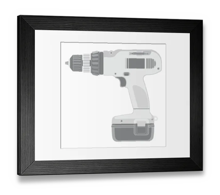 Framed Print : Black and White Illustration, Close-Up, Cordless, DIY, Digitally Generated, Directly Above