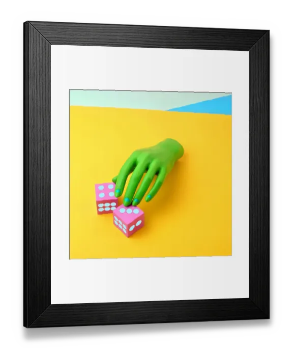 Framed Print : Green Mannequin Hand With Dice Framed Print : Green Mannequin Hand With Dice