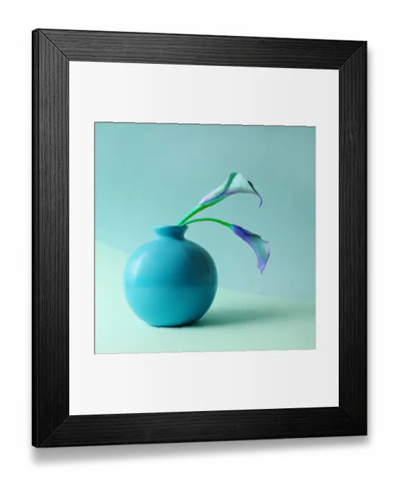 Framed Print : Blue Calla Lilies in Blue Vase Framed Print : Blue Calla Lilies in Blue Vase