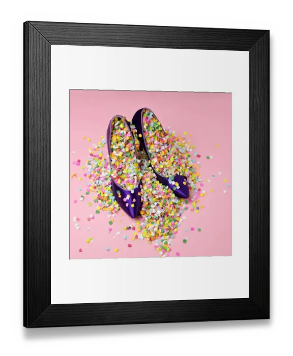 Framed Print : Shoes filled with confetti Framed Print : Shoes filled with confetti