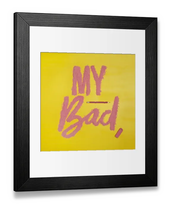 Framed Print : My bad spelled out in eraser crumbs Framed Print : My bad spelled out in eraser crumbs