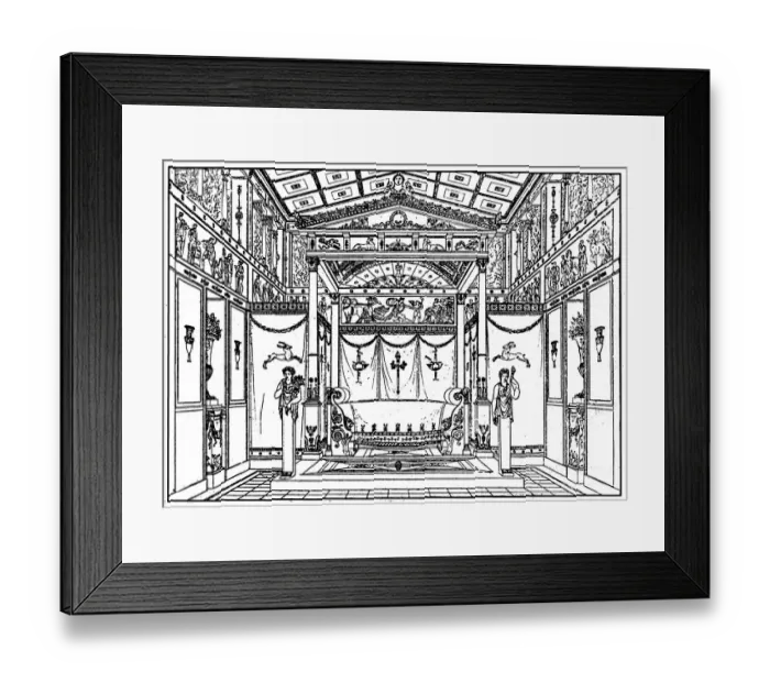 Framed Print : Empire style mansion repertoire of frescoes from Pompeii, roman and Etruscan ornaments illustrate the Empire style