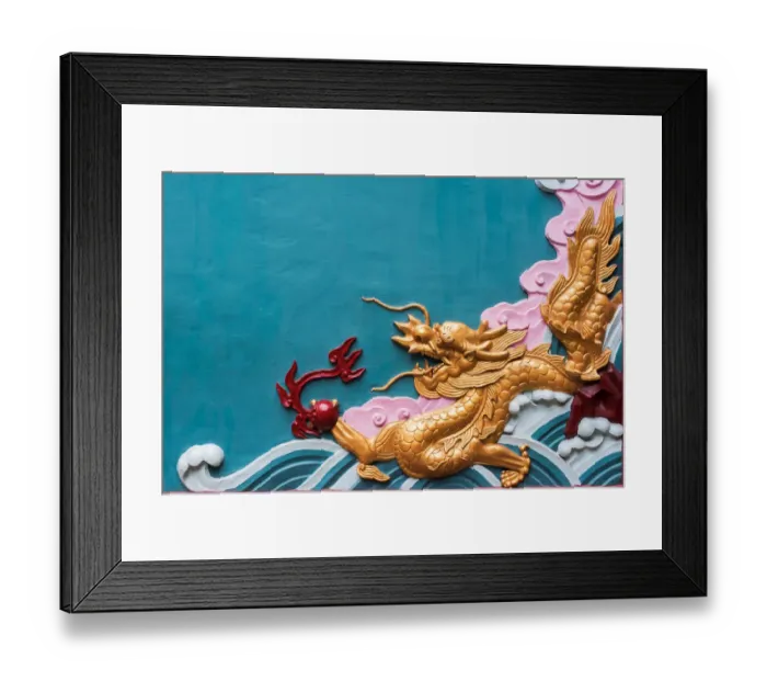 Framed Print : Colorful dragon fresco in a buddhist temple Framed Print : Colorful dragon fresco in a buddhist temple