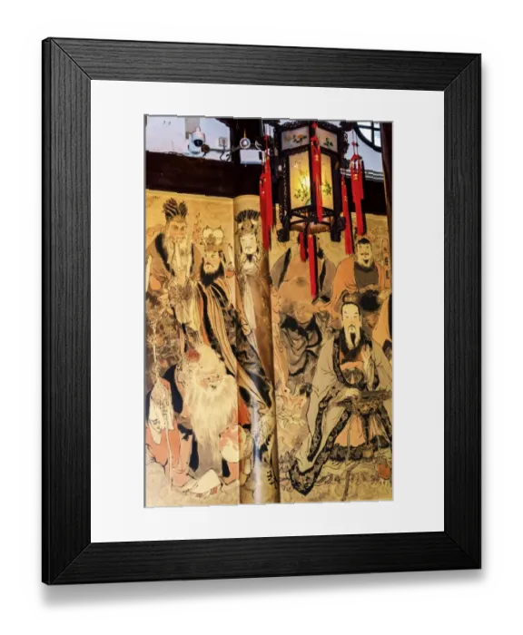 Framed Print : Taoist god painted on roof of City God Temple, Yueyuan, Shanghai, China