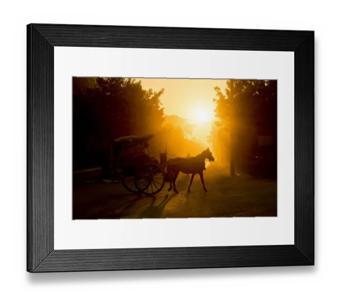Framed Print : Horse carriage at the Bagan Archaeological Zone, Beautiful sunset scene of horsecart in Bagan, Myanmar Framed Print : Horse carriage at the Bagan Archaeological Zone, Beautiful sunset scene of horsecart in Bagan, Myanmar
