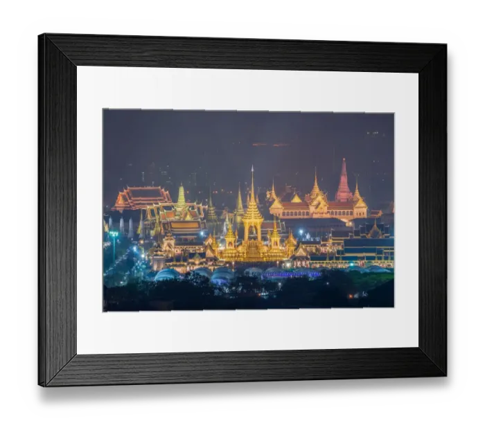 Framed Print : Aerial View of Thailand Grand palace and Wat Phra Kaew famous place with Wat Arun Temple in bangkok yai area. Thailand Royal Crematorium for King of thailand Bhumibol Adulyadej at Sanam Luang Park in Bangkok, Thailand Framed Print : Aerial View of Thailand Grand palace and Wat Phra Kaew famous place with Wat Arun Temple in bangkok yai area. Thailand Royal Crematorium for King of thailand Bhumibol Adulyadej at Sanam Luang Park in Bangkok, Thailand