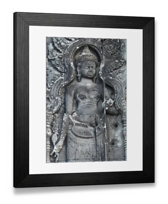 Framed Print : Apsara stone craft damaged by ammo during war in the past at Phnom Bakheng famous place for sunset near angkor wat at siem reap, cambodia Framed Print : Apsara stone craft damaged by ammo during war in the past at Phnom Bakheng famous place for sunset near angkor wat at siem reap, cambodia