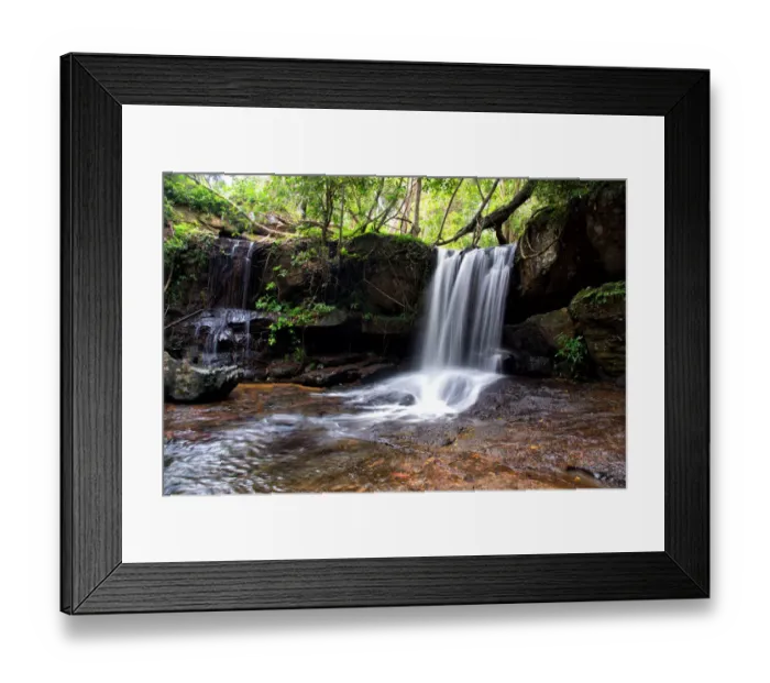 Framed Print : Kbal Spean waterfalls in the jungle of Kulen hill, siem reap city, siem reap province, cambodia Framed Print : Kbal Spean waterfalls in the jungle of Kulen hill, siem reap city, siem reap province, cambodia