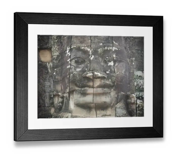 Framed Print : Stone Craft of Smile face at Bayon temple, the Temple of a Thousand Faces at Angkor in siem reap, Cambodia Framed Print : Stone Craft of Smile face at Bayon temple, the Temple of a Thousand Faces at Angkor in siem reap, Cambodia